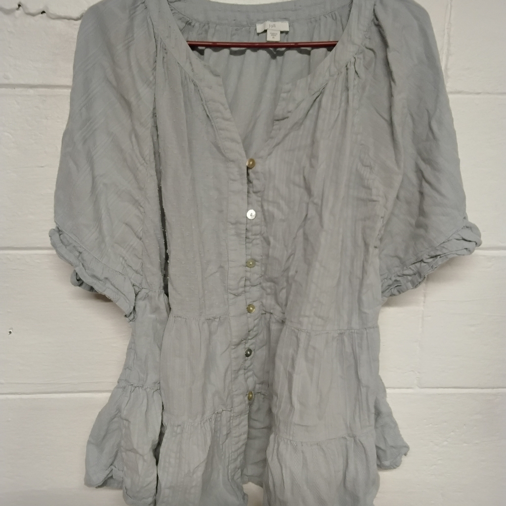 J. Jill Light Gray Button-Up Blouse